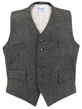 1940s Vintage Granville Herringbone Wool Waistcoat in Grey