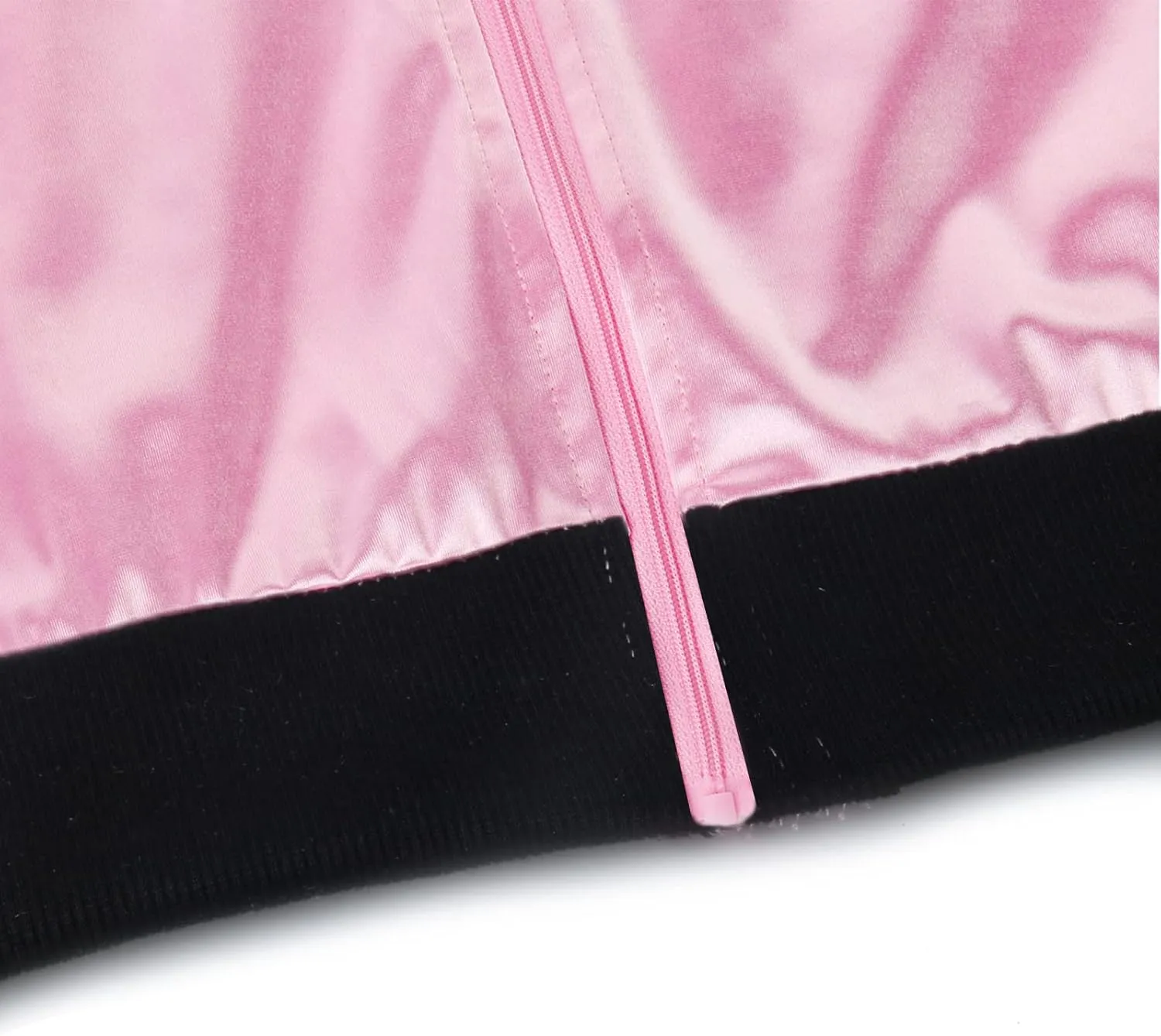 1950s Pink Satin Jacket with Neck Scarf Women Lady Girls Halloween Cosplay Costume Fancy Dress Up Coat
