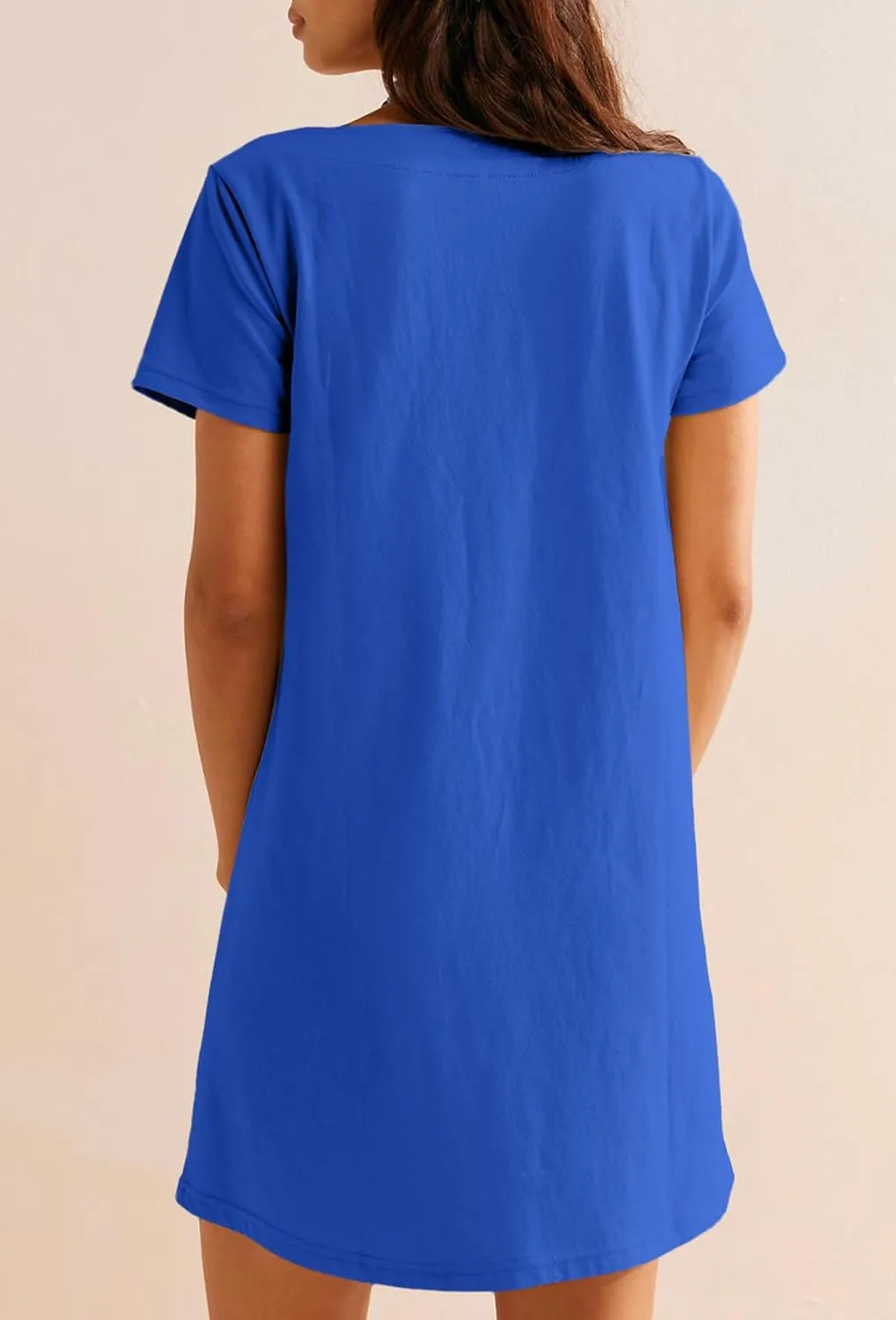 AlvaQ Womens Solid Color Casual Summer Square Neck Short Sleeve Mini Dresses with Pockets