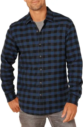 Amazon Essentials Men's Flannel Shirts Long Sleeve, Slim-Fit Button Down Plaid