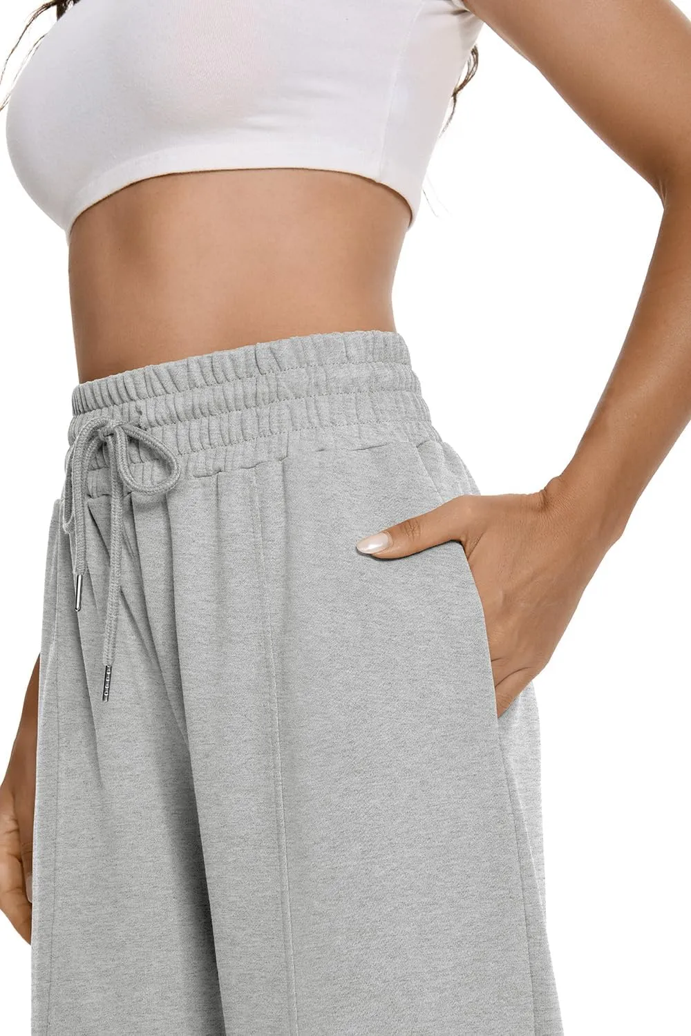 Auriviz Womens High Waisted Drawstring Sweatpants Straight Leg Pants Side Hidden Pockets Sweat Pants 30 Inseam