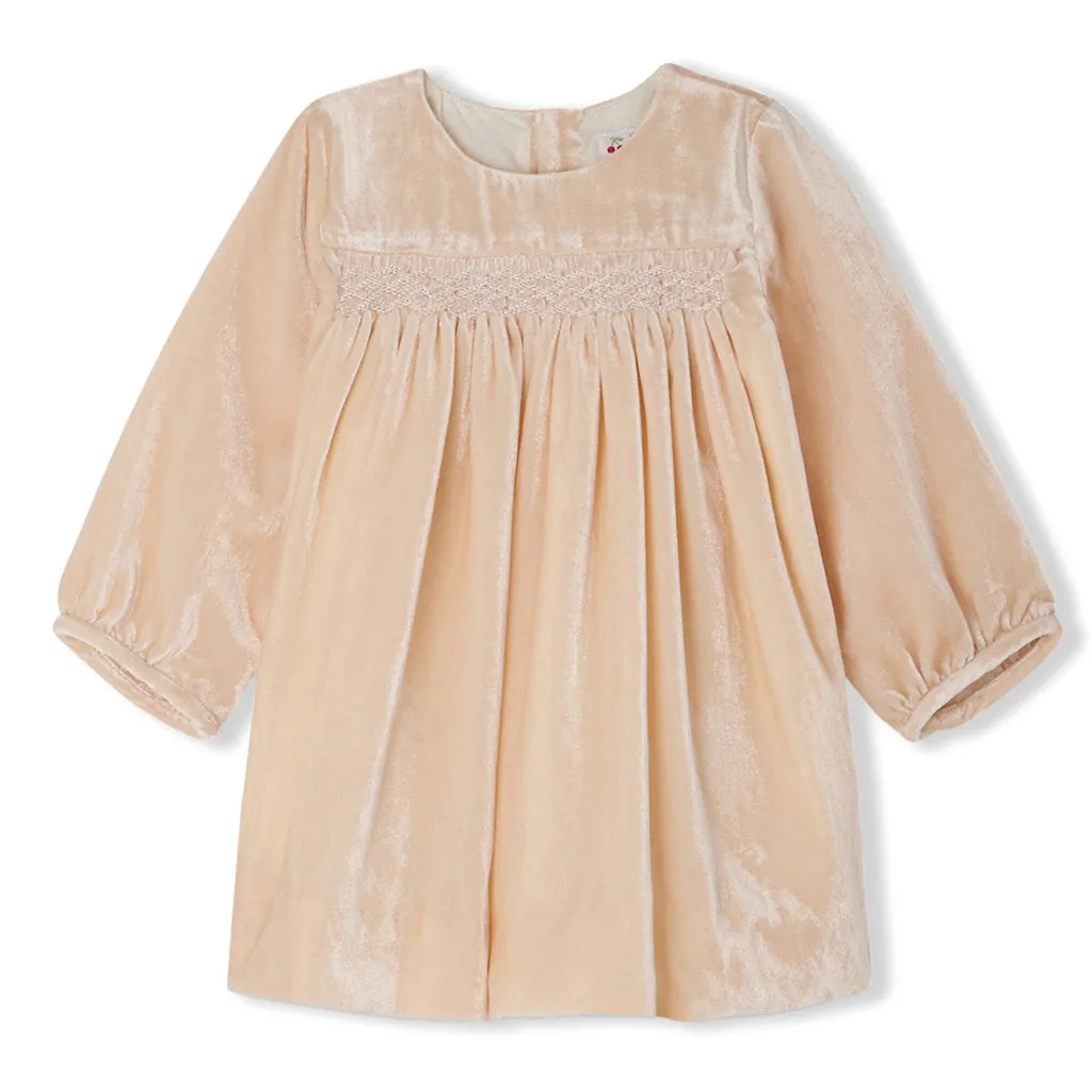 Bonpoint Félicie Smocked Dress in Silk Velvet