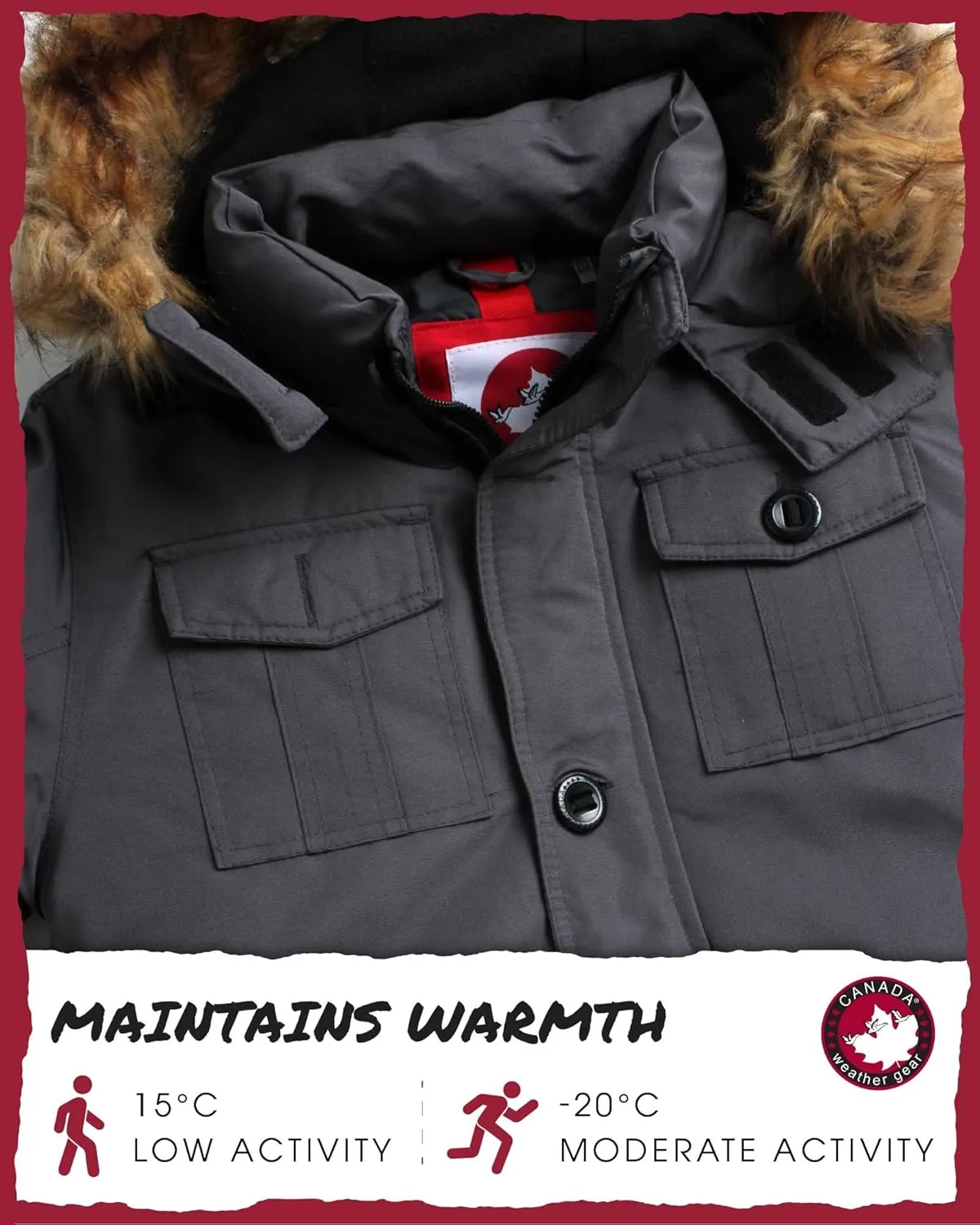 CANADA WEATHER GEAR Boys' Winter Jacket - Heavyweight Water and Wind Resistant Hooded Parka Ski Jacket for Boys (Sizes: 5-20)
