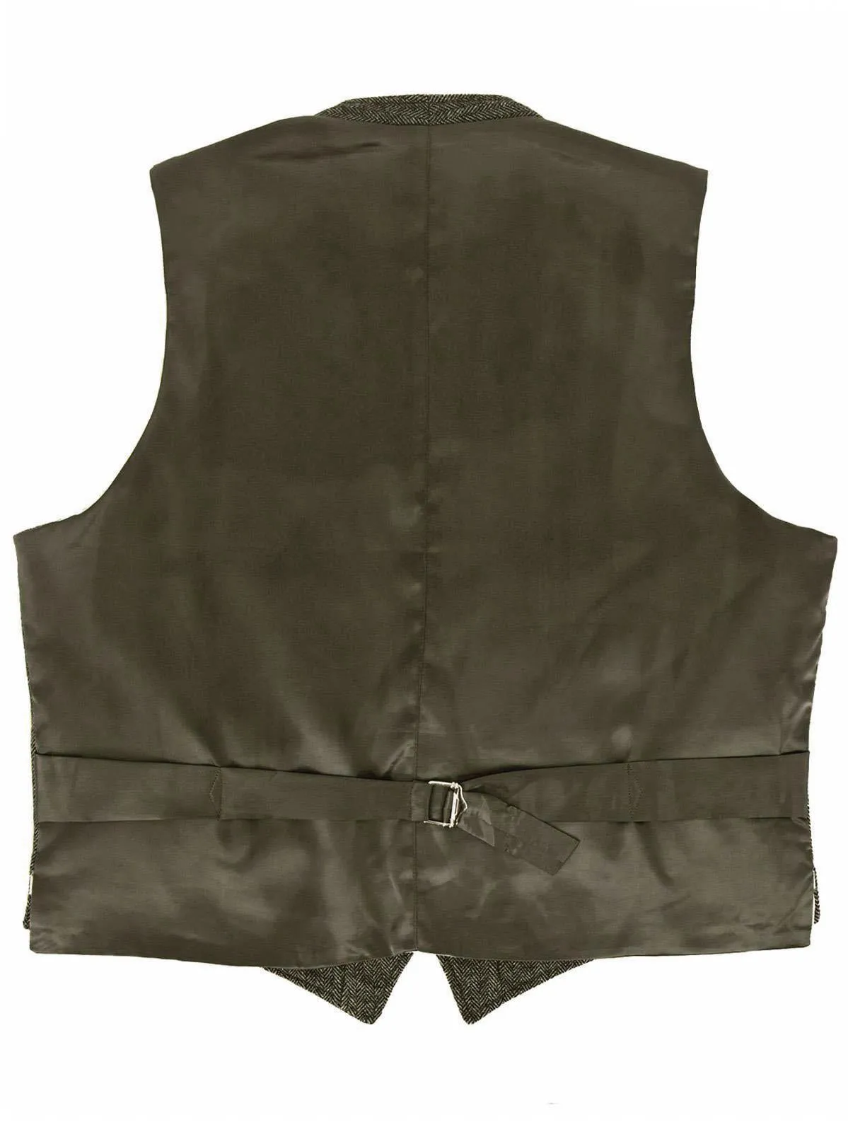 Clubman Herringbone Wool Waistcoat in Green