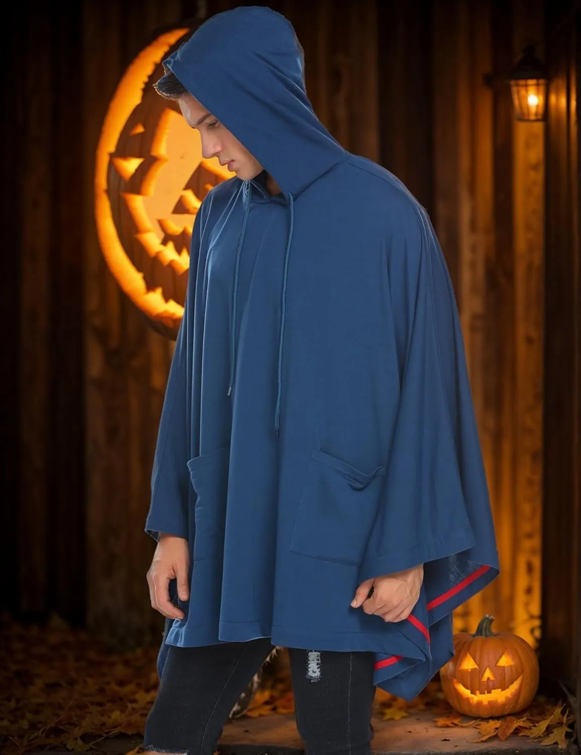 COOFANDY Unisex Casual Hooded Poncho Cape Cloak Fashion Coat Hoodie Pullover with Pocket