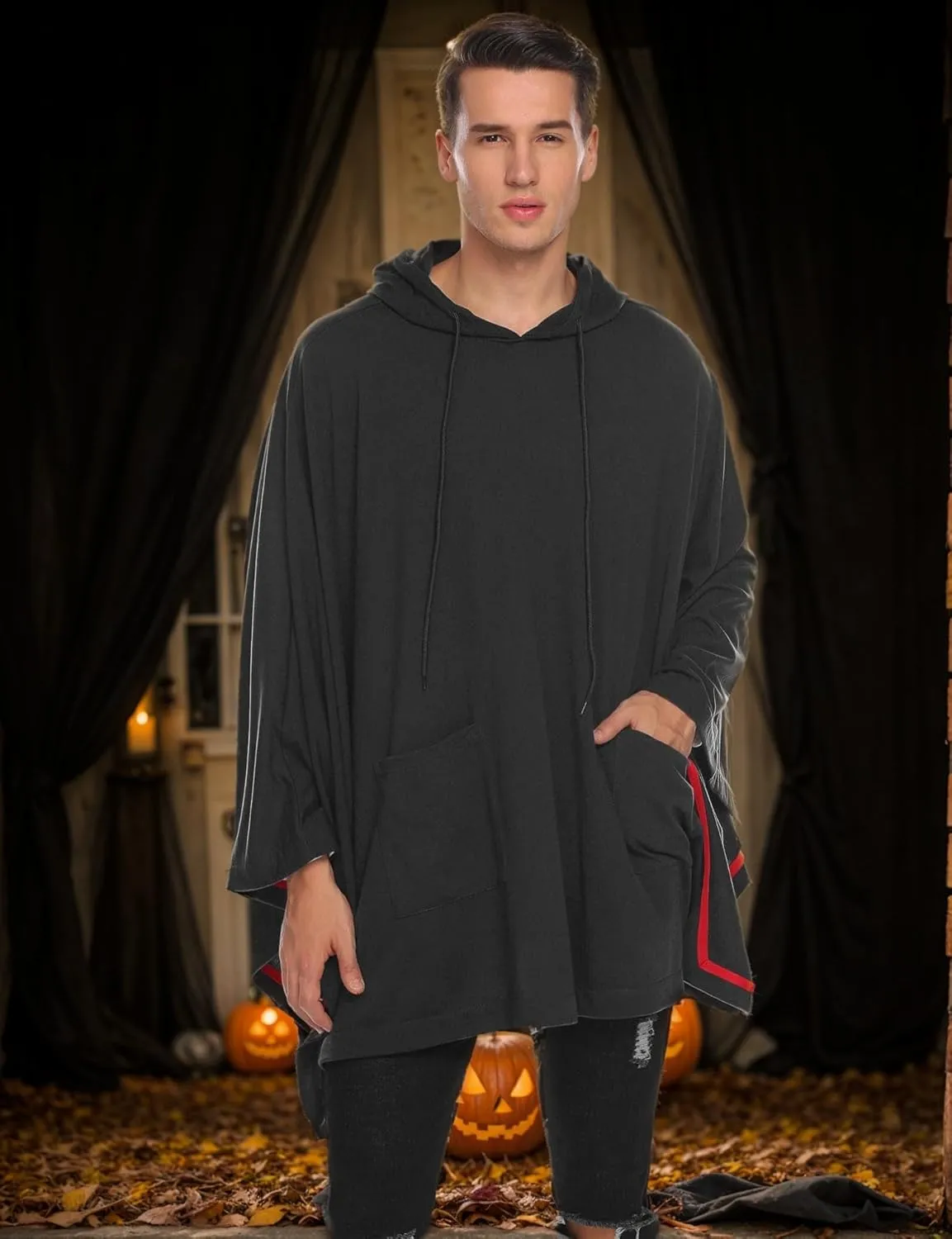 COOFANDY Unisex Casual Hooded Poncho Cape Cloak Fashion Coat Hoodie Pullover with Pocket