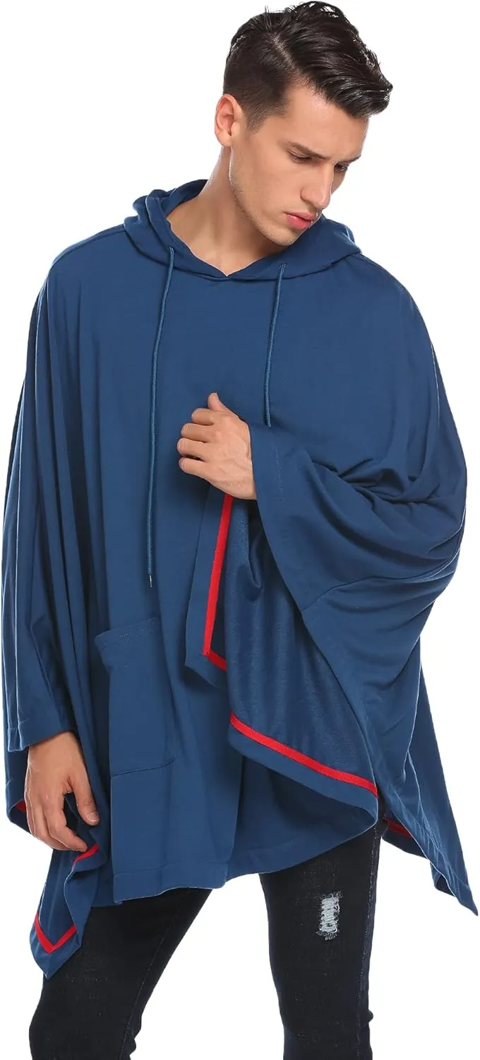 COOFANDY Unisex Casual Hooded Poncho Cape Cloak Fashion Coat Hoodie Pullover with Pocket