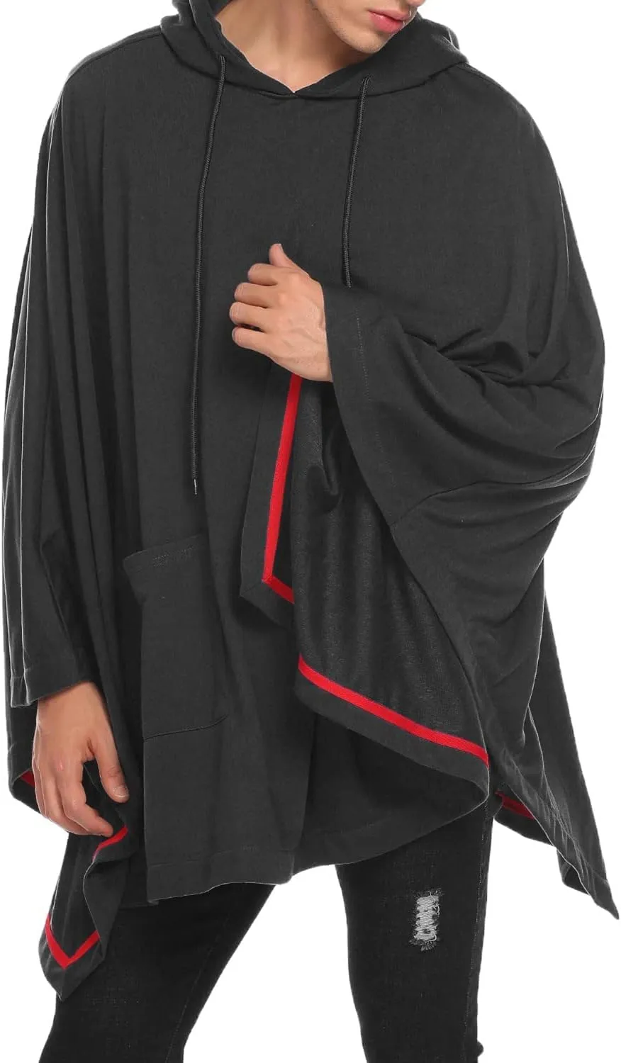 COOFANDY Unisex Casual Hooded Poncho Cape Cloak Fashion Coat Hoodie Pullover with Pocket