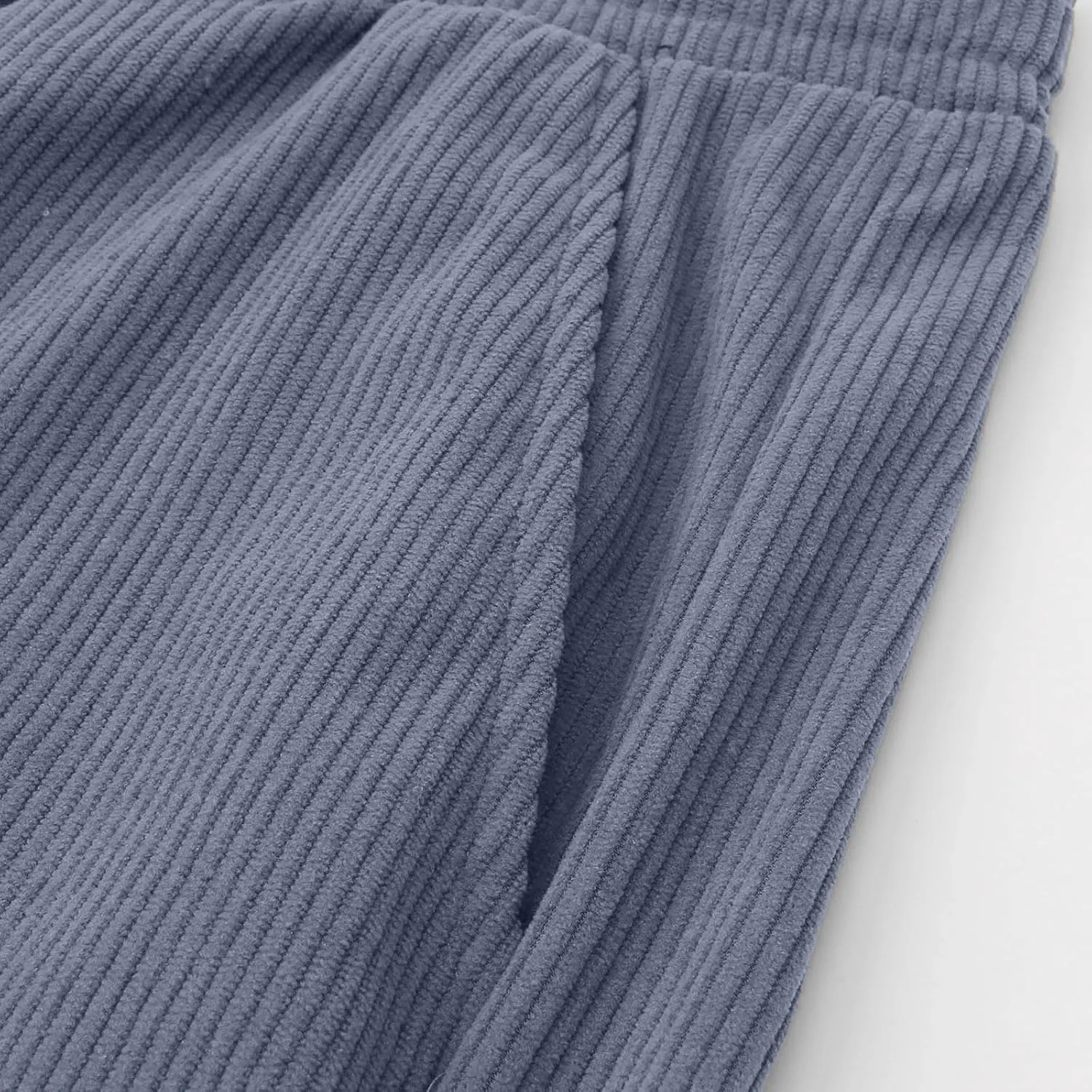 Corduroy Pants Men Relaxed Fit Drawstring Elastic Waist Baggy Chino Pants Wide Wale Pants Twill Slacks with Pockets