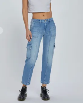 Cropped Stretch Cargo Jeans