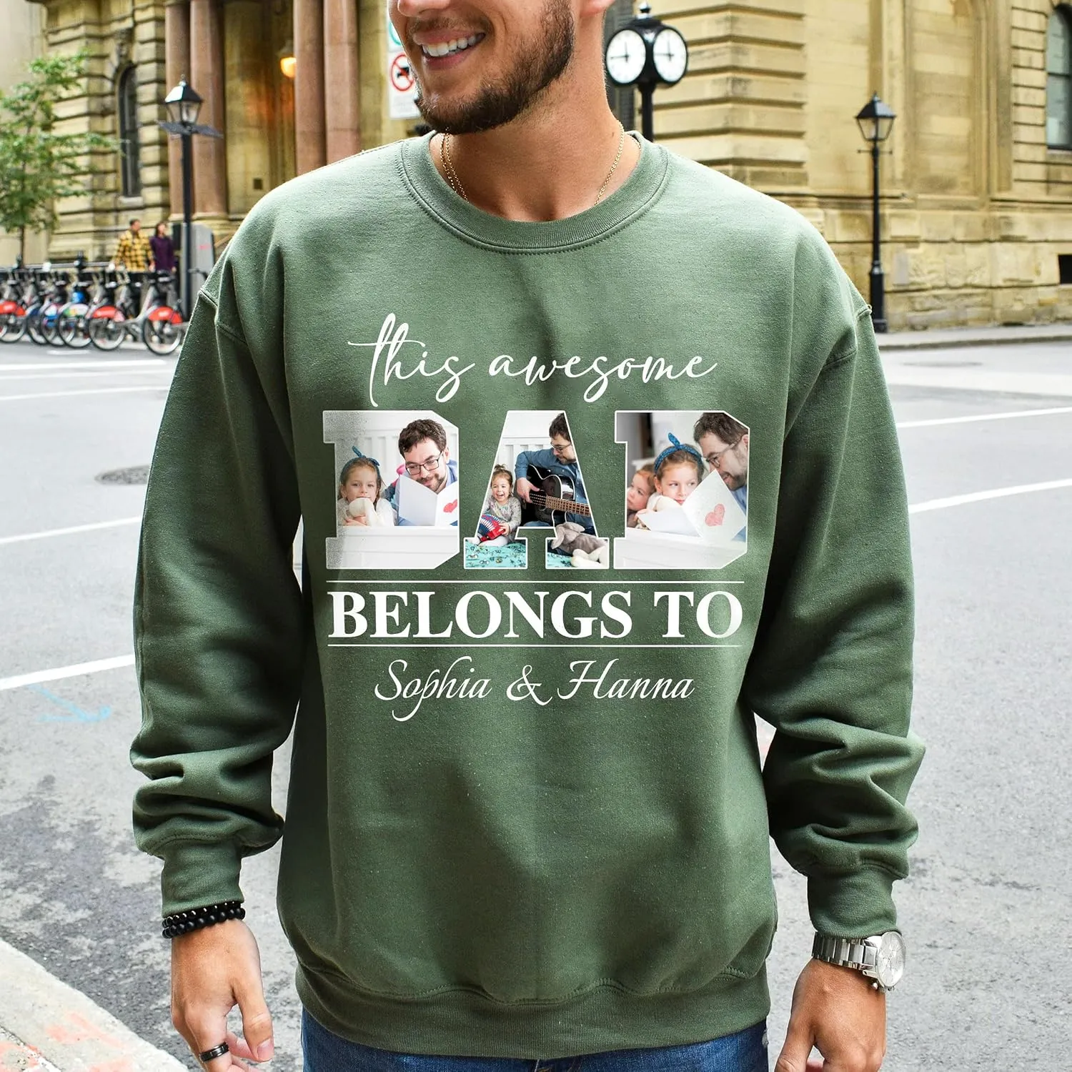 Customized Dad Shirt with Photos, Personalized Dad Shirt with Kids Names, for Dad Grandpa Papa