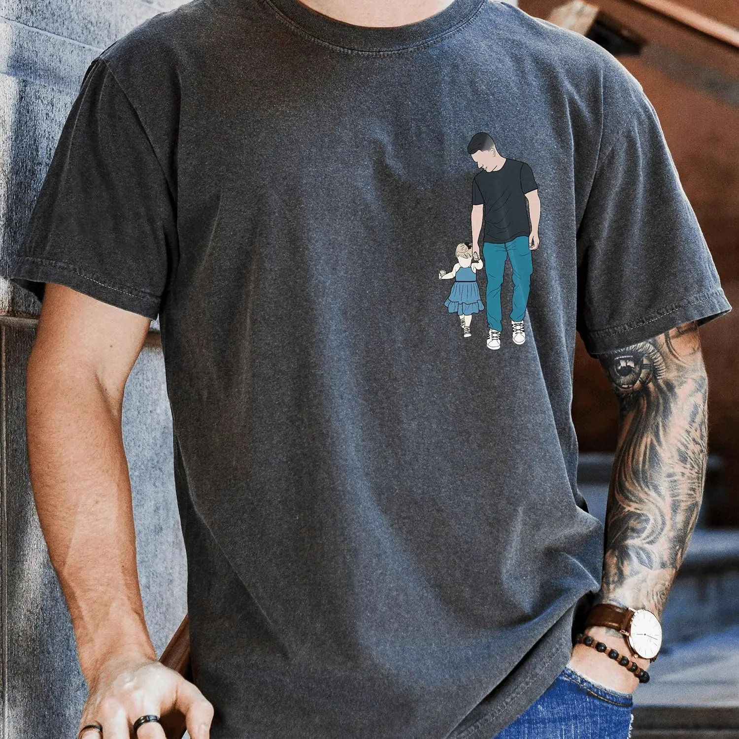 Customized Dad Shirt with Photos, Personalized Dad Shirt with Kids Names, for Dad Grandpa Papa