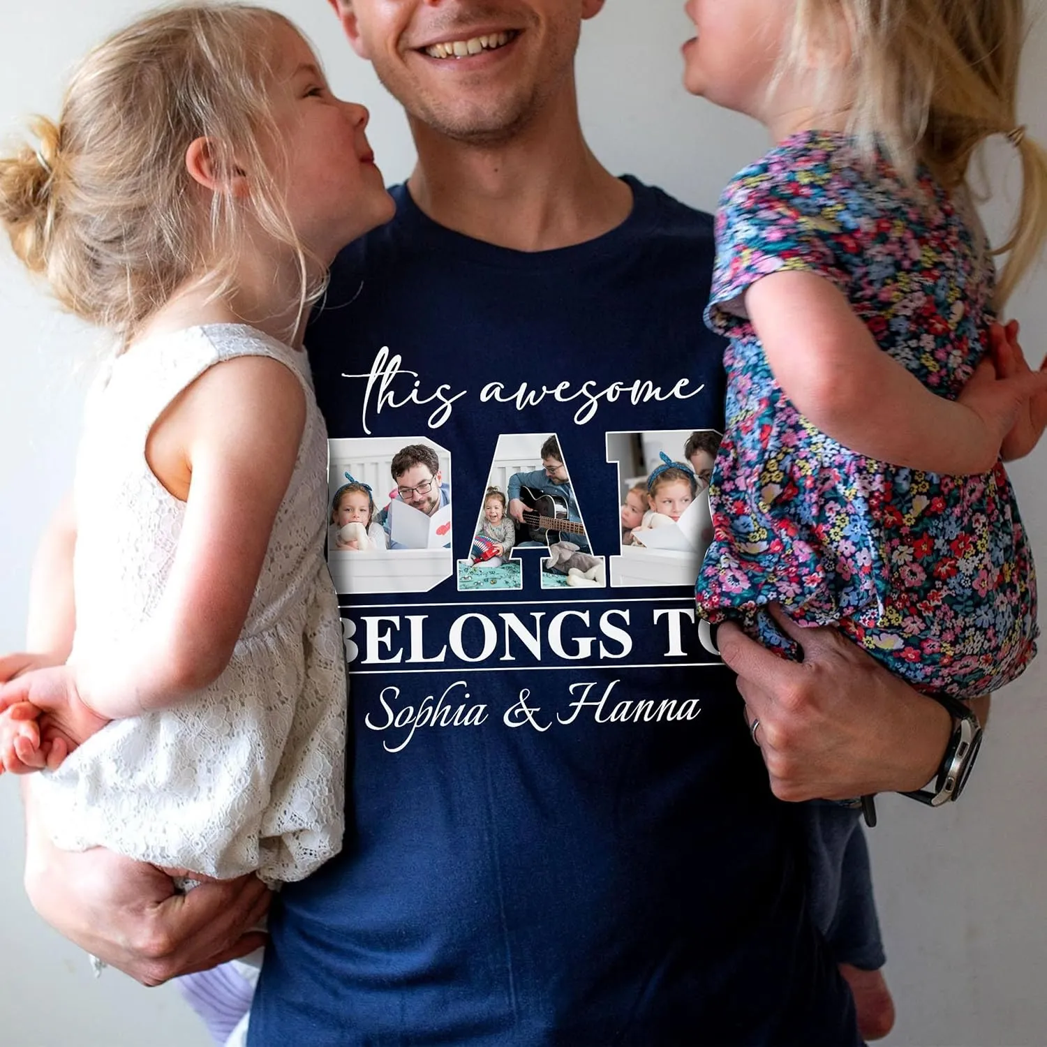 Customized Dad Shirt with Photos, Personalized Dad Shirt with Kids Names, for Dad Grandpa Papa