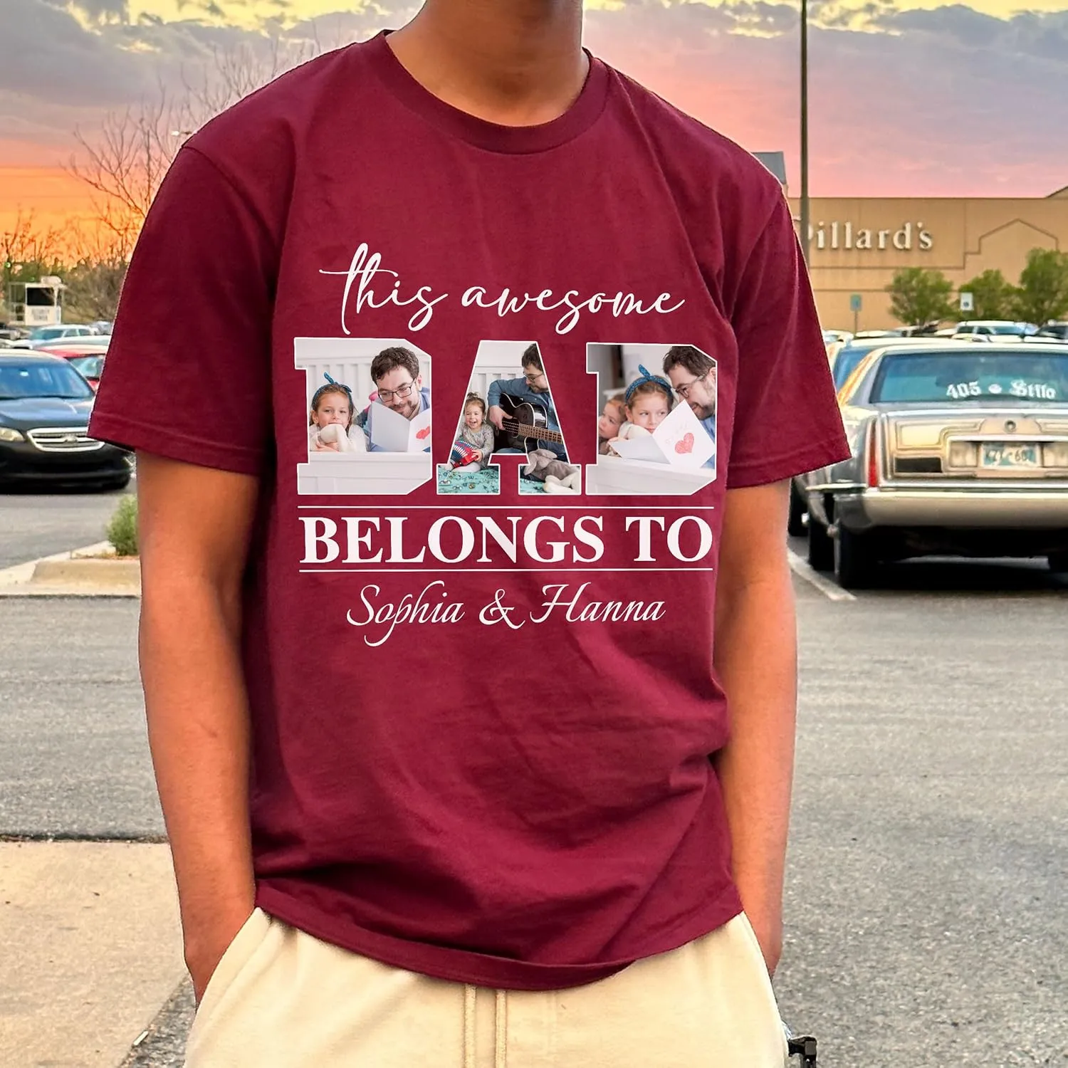 Customized Dad Shirt with Photos, Personalized Dad Shirt with Kids Names, for Dad Grandpa Papa