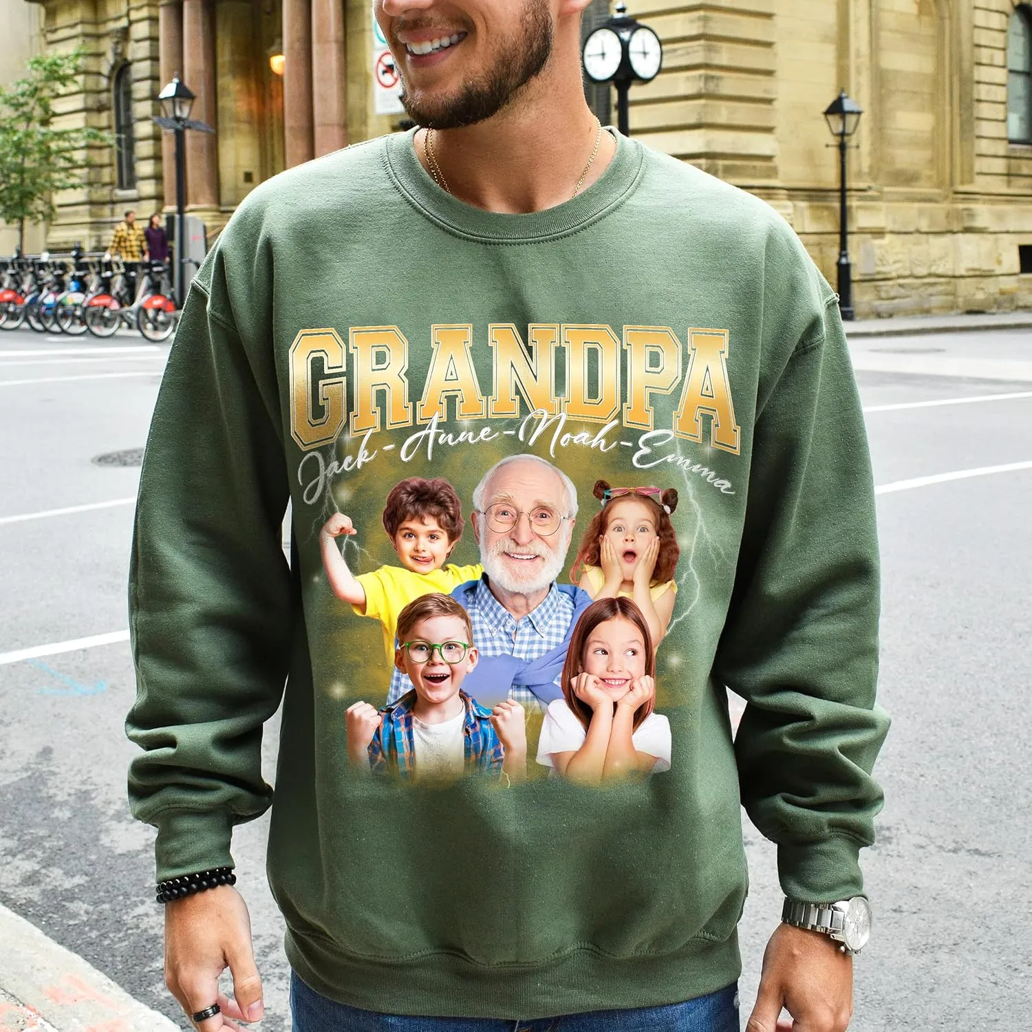 Customized Dad Shirt with Photos, Personalized Dad Shirt with Kids Names, for Dad Grandpa Papa