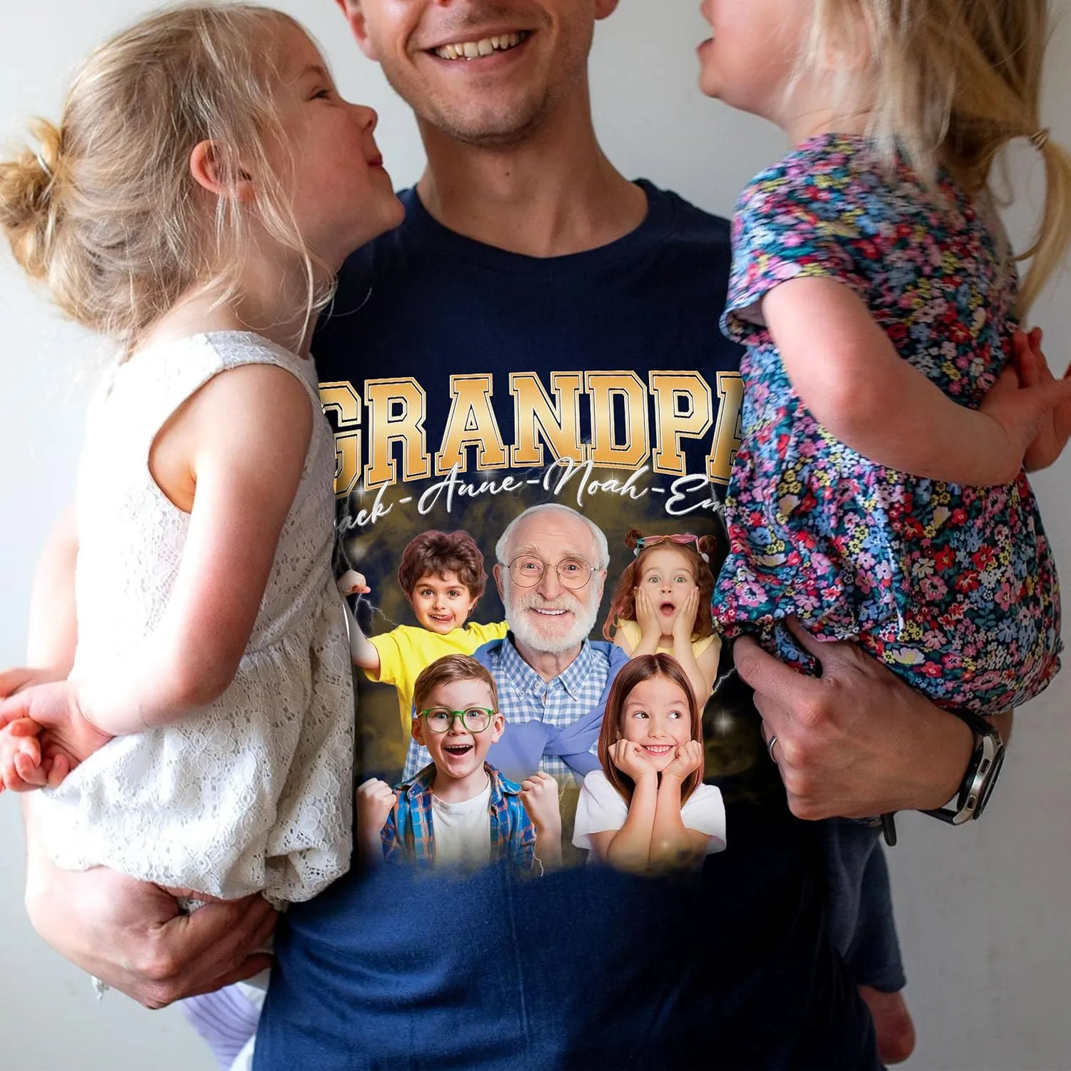Customized Dad Shirt with Photos, Personalized Dad Shirt with Kids Names, for Dad Grandpa Papa