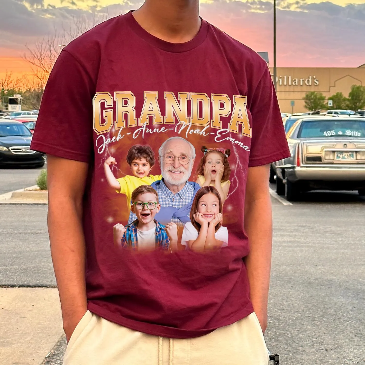 Customized Dad Shirt with Photos, Personalized Dad Shirt with Kids Names, for Dad Grandpa Papa