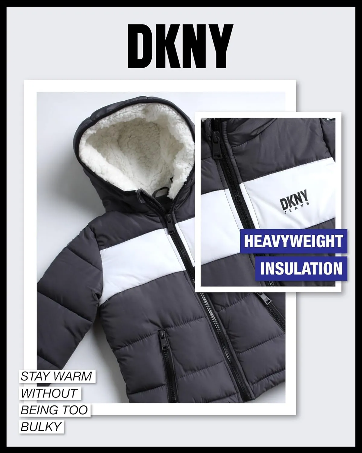 DKNY Baby Boys' Winter Jacket - Quilted Fleece Lined Puffer Parka Coat - Heavyweight Winter Coat for Infants (Sizes: 12M-24M)