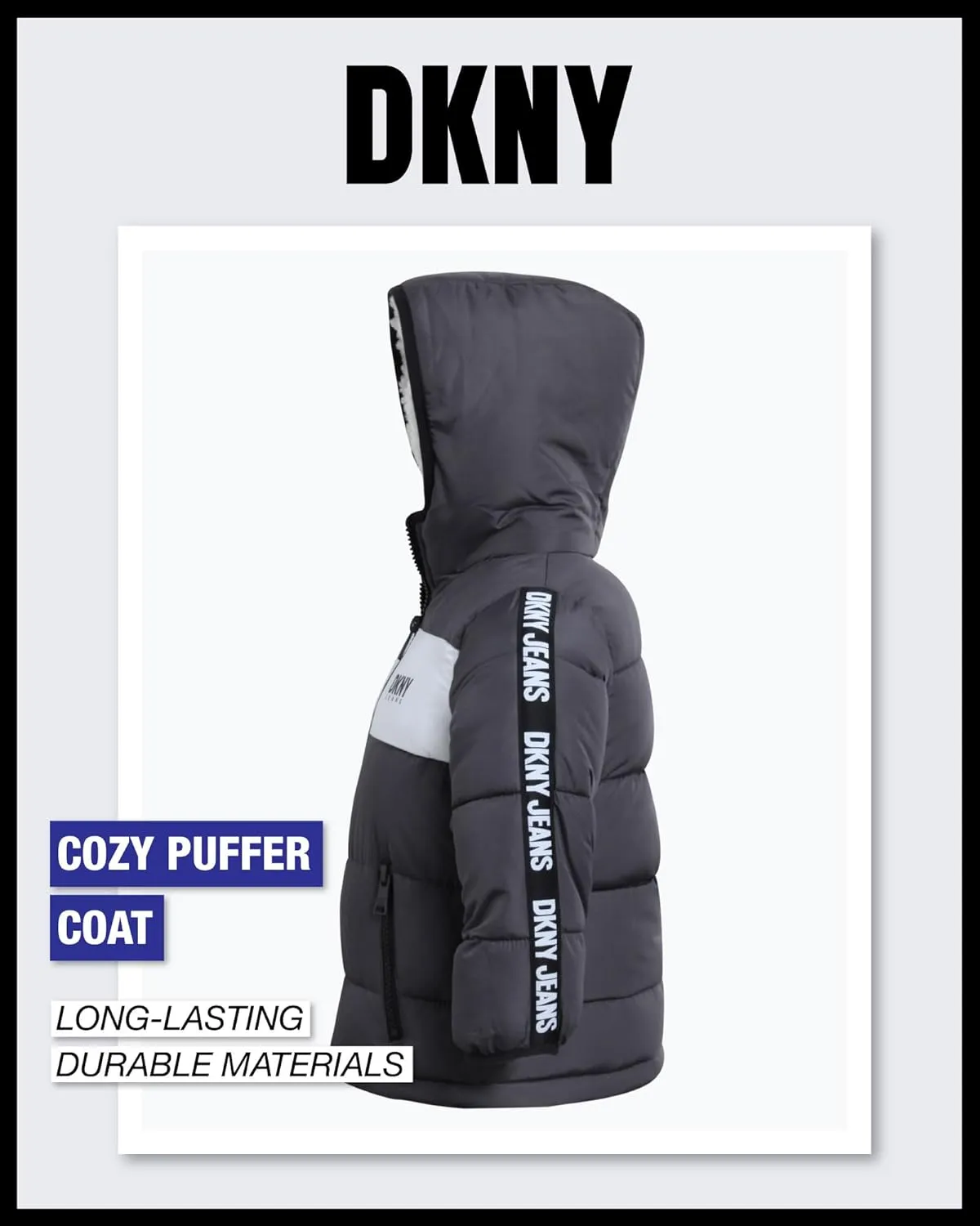 DKNY Baby Boys' Winter Jacket - Quilted Fleece Lined Puffer Parka Coat - Heavyweight Winter Coat for Infants (Sizes: 12M-24M)
