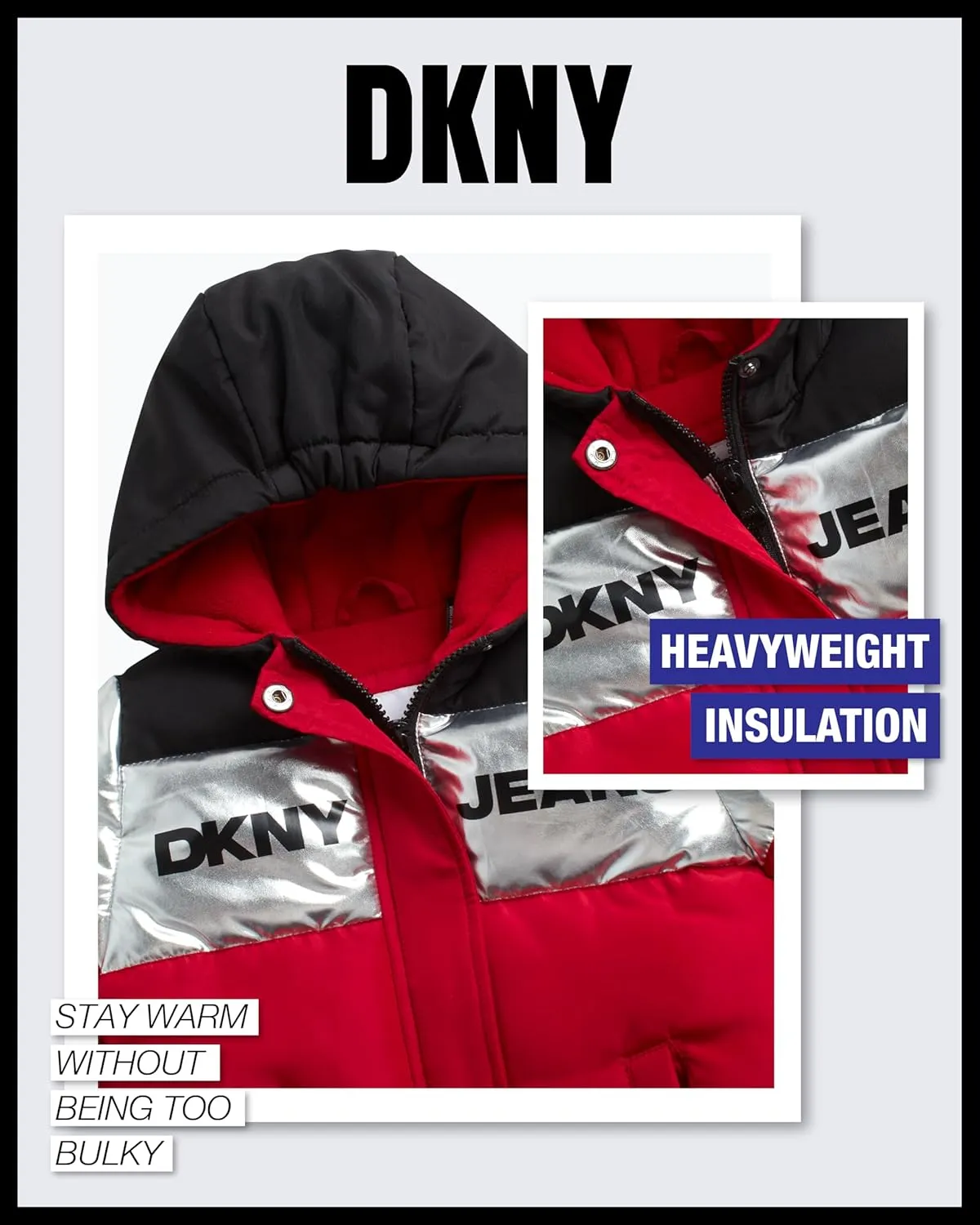 DKNY Baby Boys' Winter Jacket - Quilted Fleece Lined Puffer Parka Coat - Heavyweight Winter Coat for Infants (Sizes: 12M-24M)