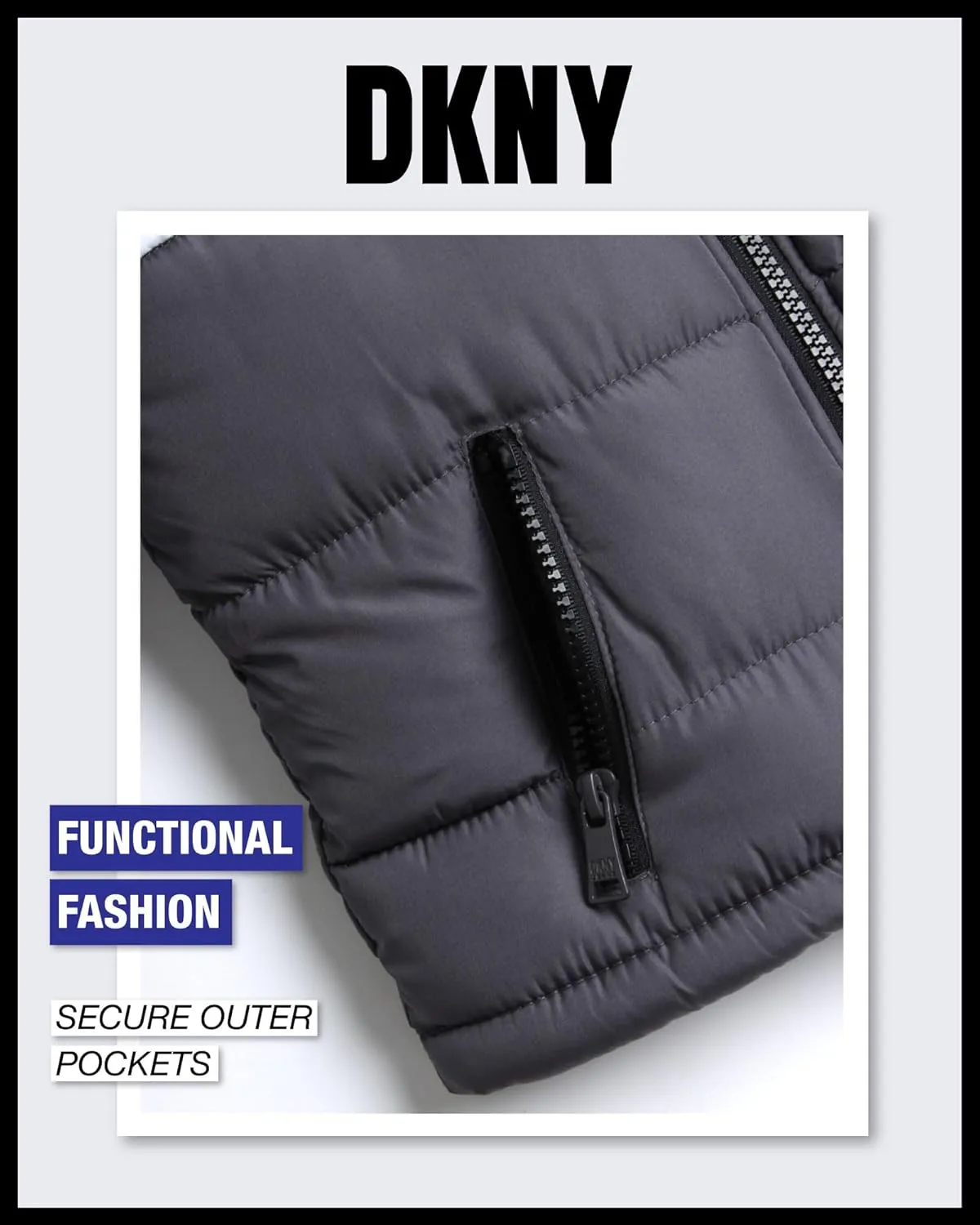 DKNY Baby Boys' Winter Jacket - Quilted Fleece Lined Puffer Parka Coat - Heavyweight Winter Coat for Infants (Sizes: 12M-24M)