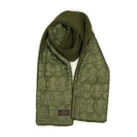 Double-faced scarf in Ecru boa and Olive quilted polyester