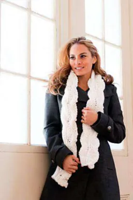 F549 Encore Mega Reversible Cabled Scarf by Plymouth Yarn Design Studio