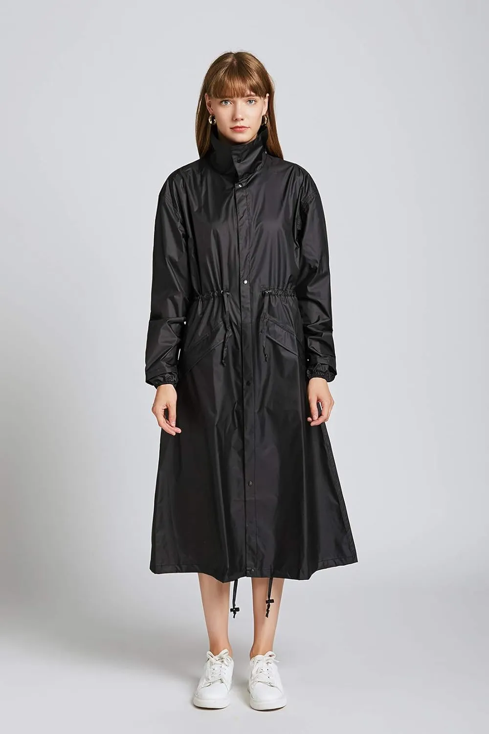 Freesmily Women's Stylish Long Raincoat with Hood and Multi Color Pattern