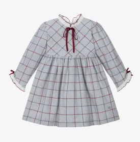 Granlei - Winter Checked Dress - Pale Grey/Burgundy