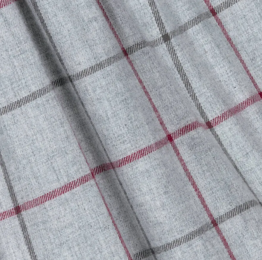Granlei - Winter Checked Dress - Pale Grey/Burgundy