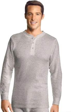 Hanes Men`s Thermal Henley, 22805, Grey Heather
