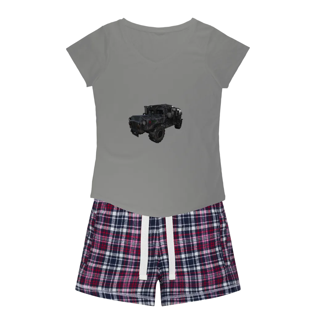 Hummer Vehicle Women's Sleepy Tee and Flannel Short