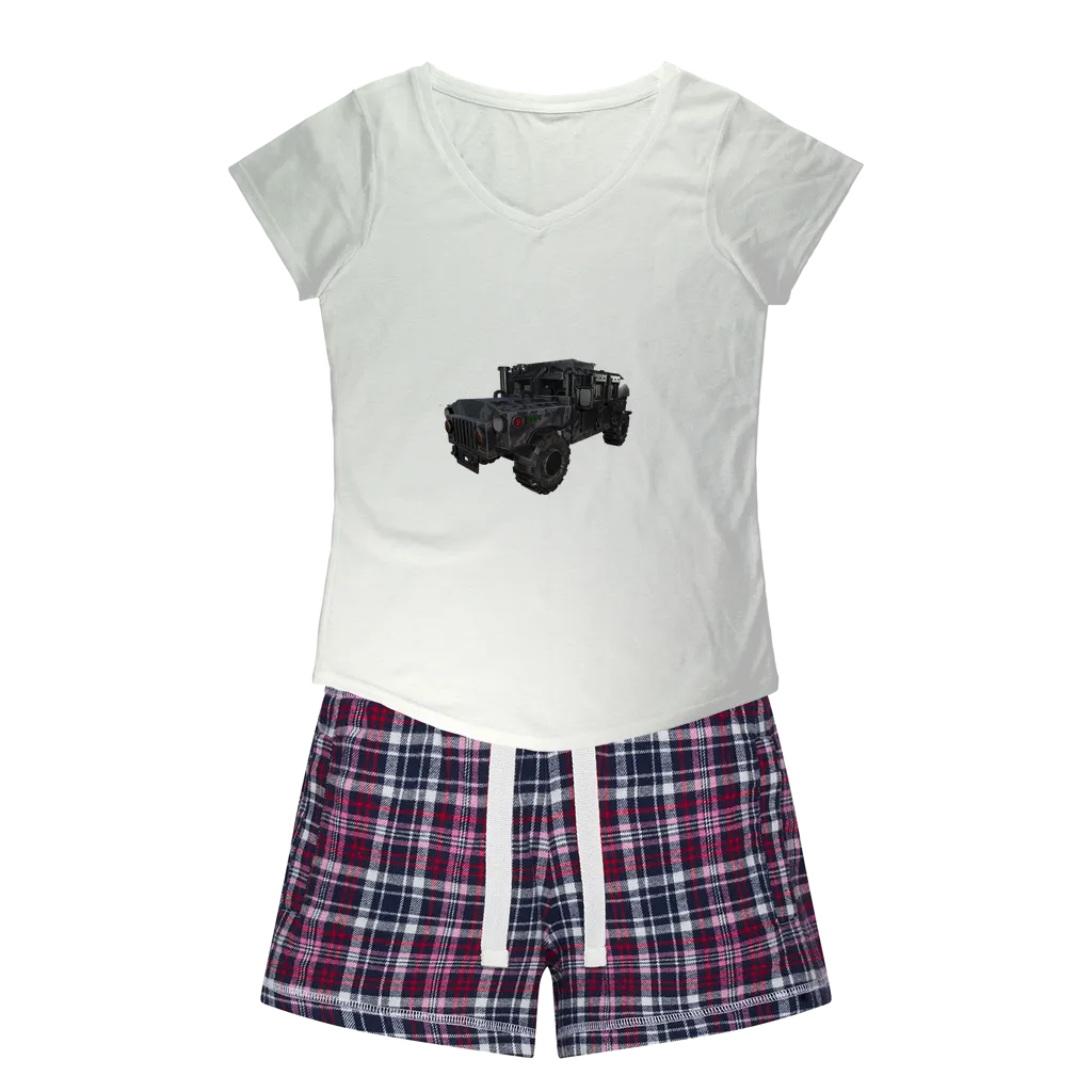 Hummer Vehicle Women's Sleepy Tee and Flannel Short