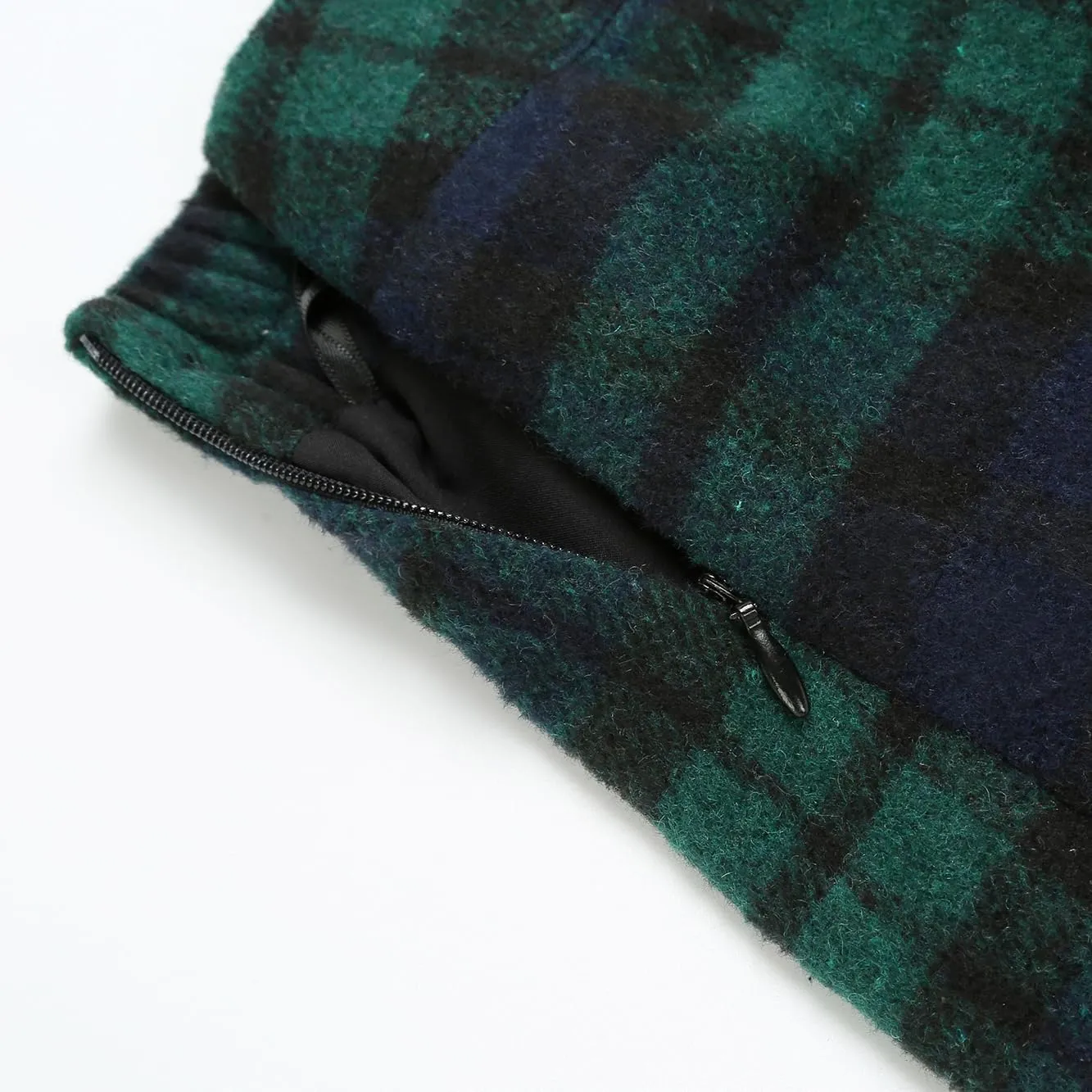 IDEALSANXUN Womens Wool Plaid Mini Skirt Fall Winter High Elastic Waist Short Pencil Skirt