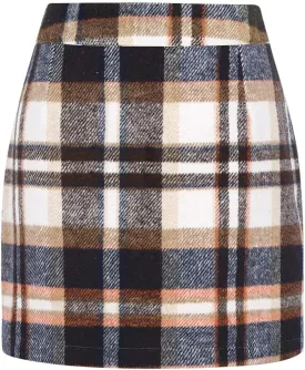 IDEALSANXUN Womens Wool Plaid Mini Skirt Fall Winter High Elastic Waist Short Pencil Skirt