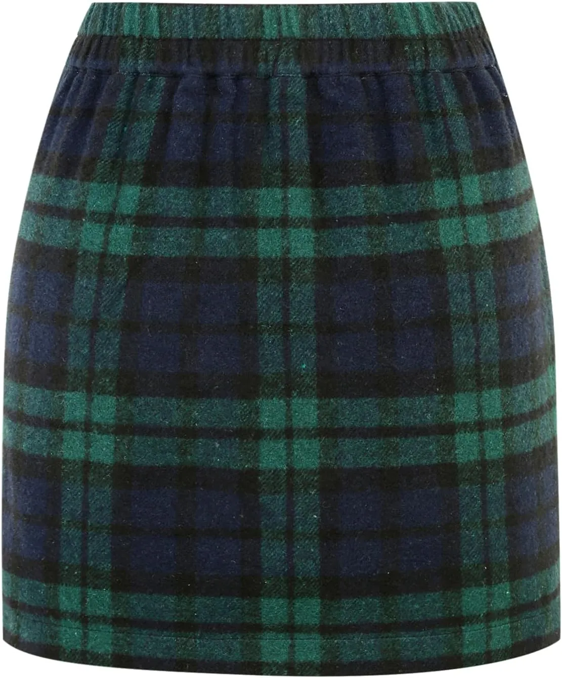 IDEALSANXUN Womens Wool Plaid Mini Skirt Fall Winter High Elastic Waist Short Pencil Skirt