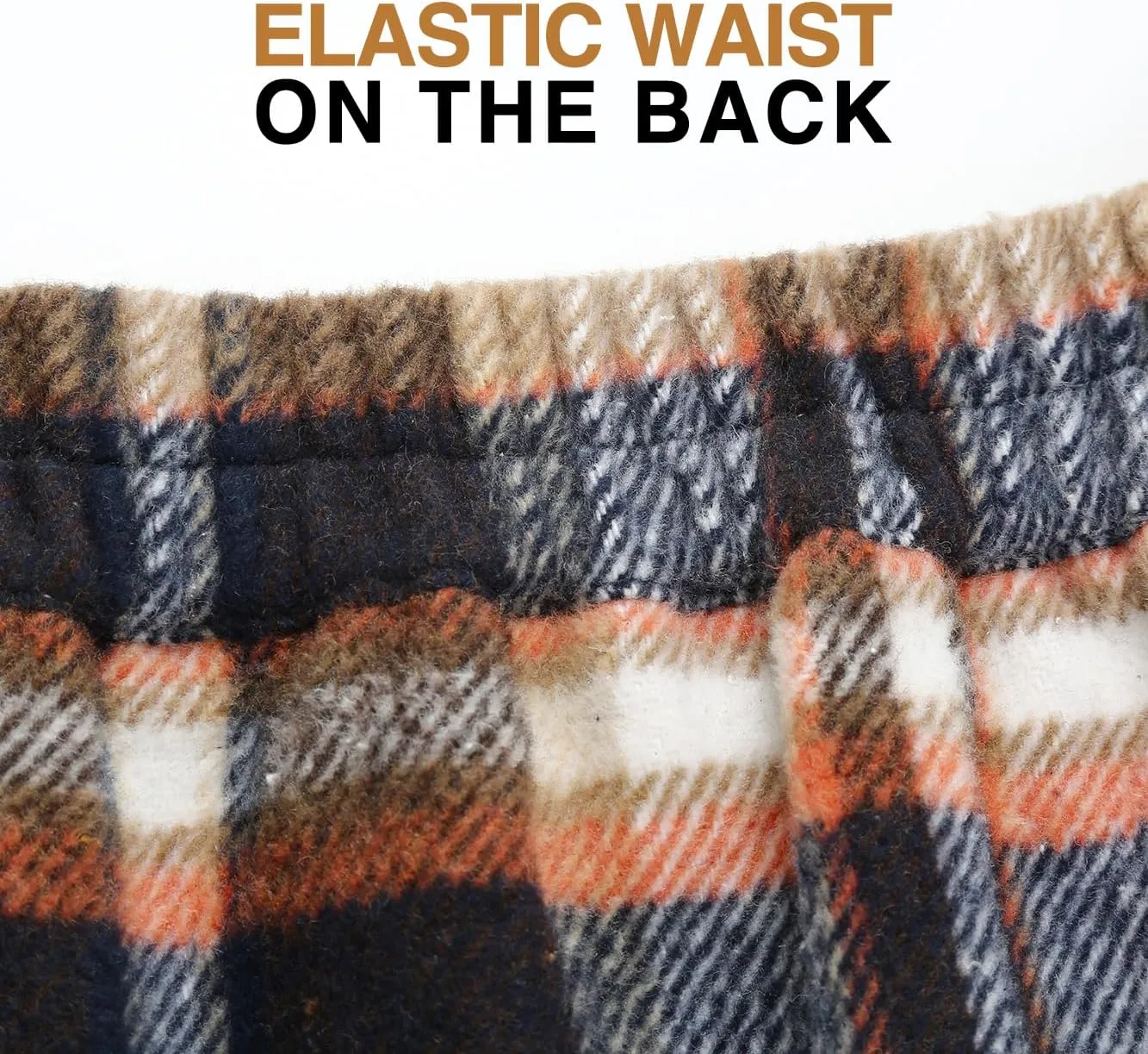 IDEALSANXUN Womens Wool Plaid Mini Skirt Fall Winter High Elastic Waist Short Pencil Skirt