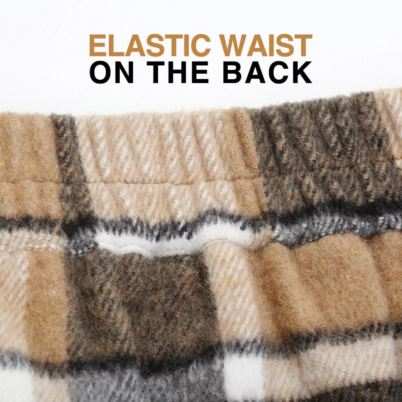 IDEALSANXUN Womens Wool Plaid Mini Skirt Fall Winter High Elastic Waist Short Pencil Skirt