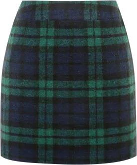 IDEALSANXUN Womens Wool Plaid Mini Skirt Fall Winter High Elastic Waist Short Pencil Skirt