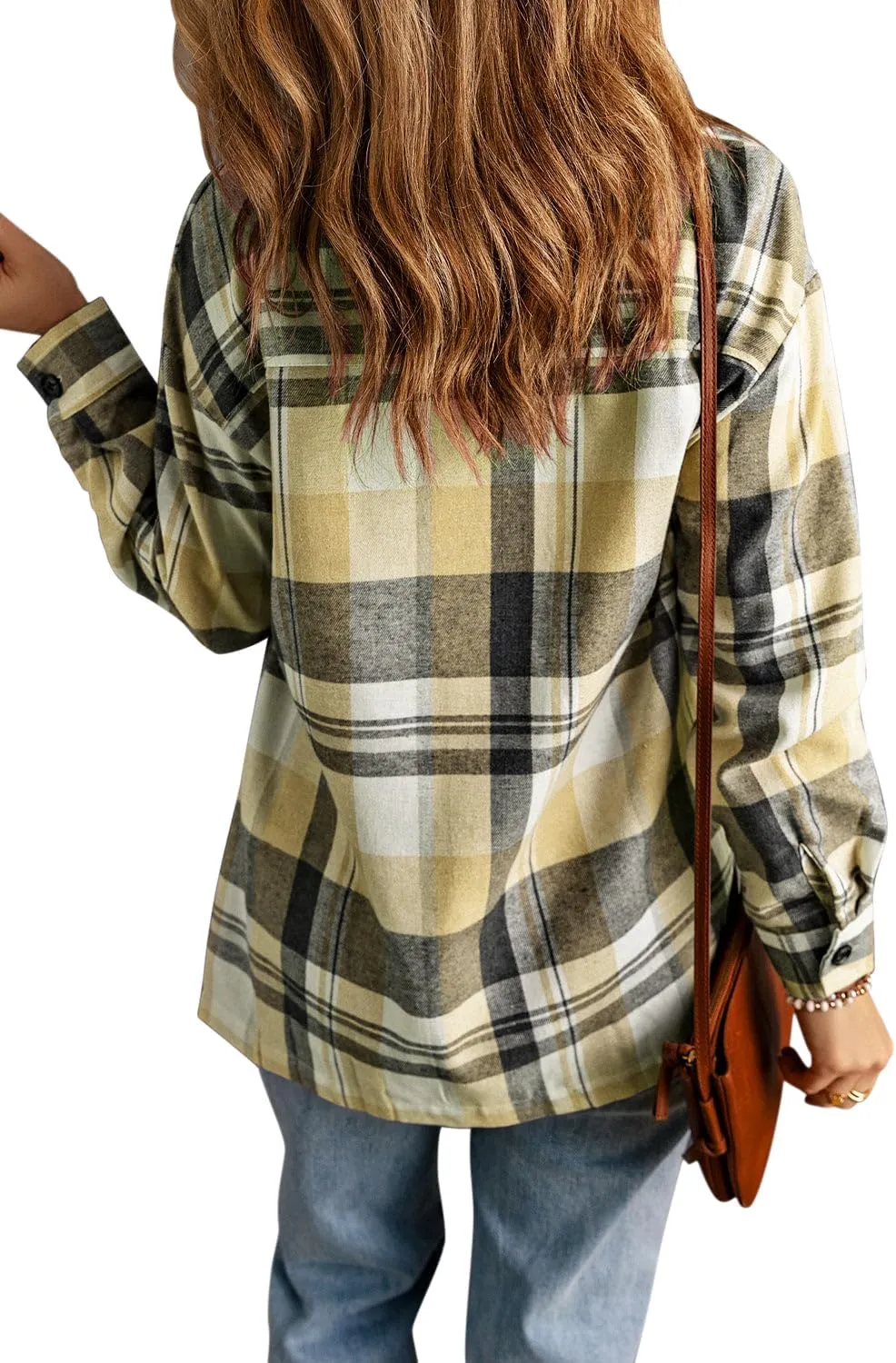 KINLONSAIR Womens Casual Flannel Plaid Shirts Oversized Lightweight Fall Shirt Coat Long Sleeve Button Down Blouse Tops