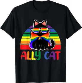 LGBT Ally Cat Be Kind Gay Rainbow Funny LGBTQ Flag Gay Pride T-Shirt
