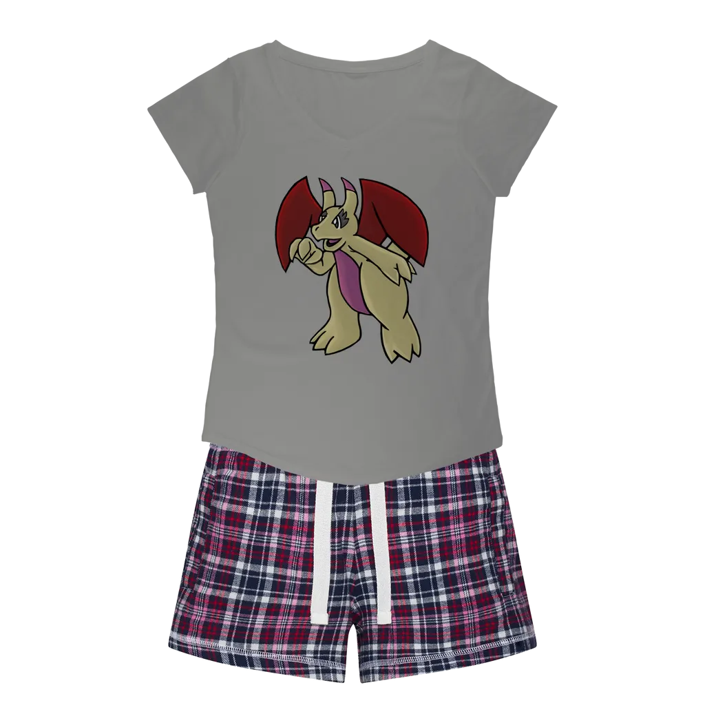 Liloongo Women's Sleepy Tee and Flannel Short