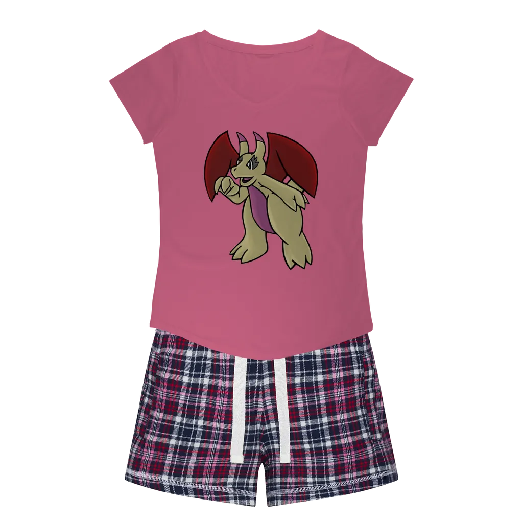 Liloongo Women's Sleepy Tee and Flannel Short