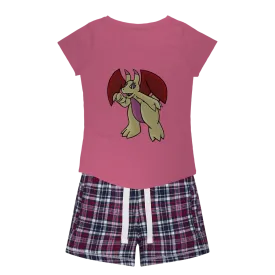 Liloongo Women's Sleepy Tee and Flannel Short
