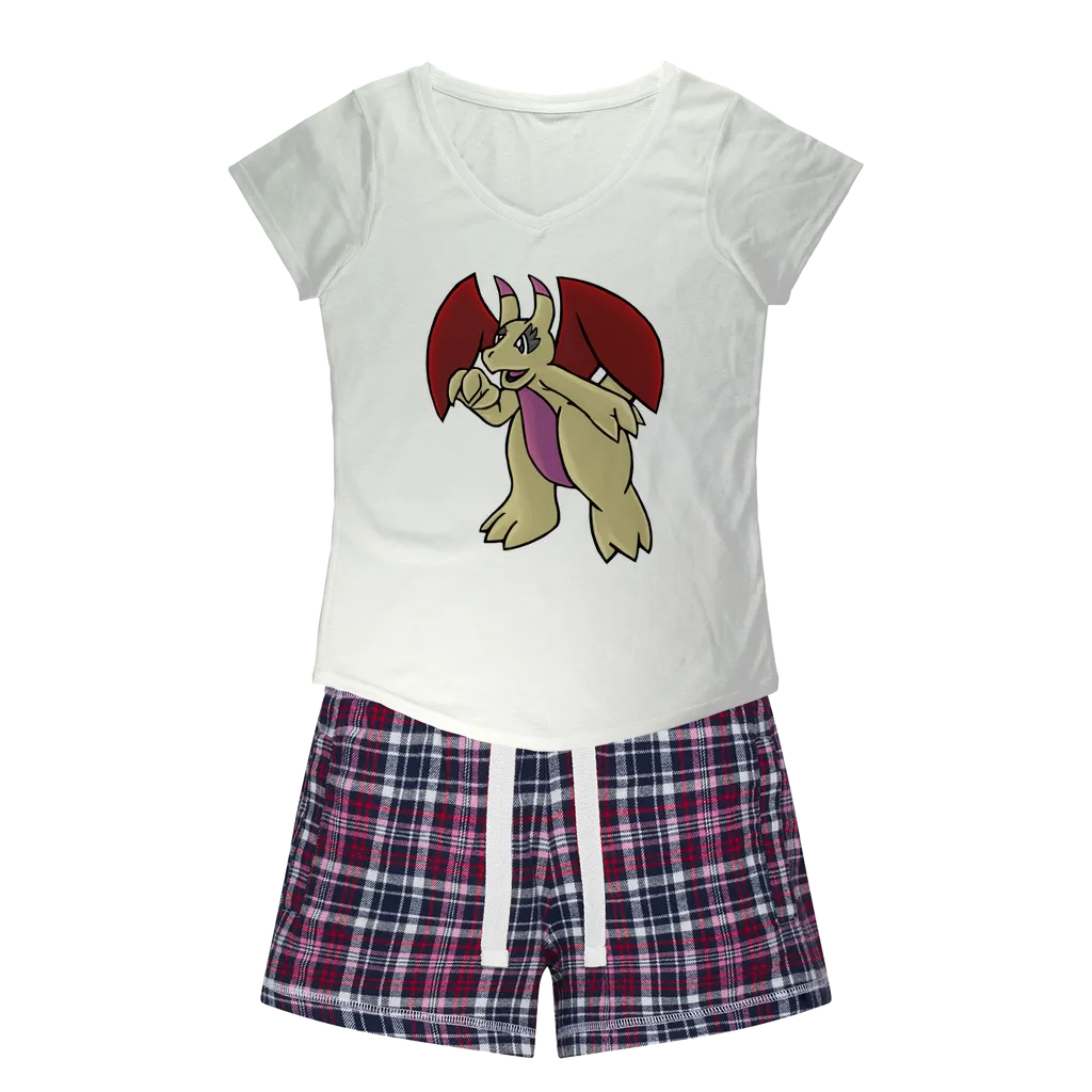 Liloongo Women's Sleepy Tee and Flannel Short