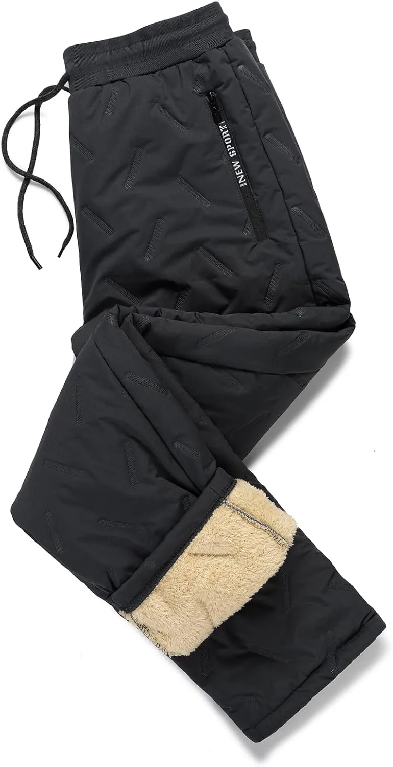 MANLUODANNI Men's Winter Fleece Sweatpants Sherpa Lined Pants Active Drawstring Jogger Trousers