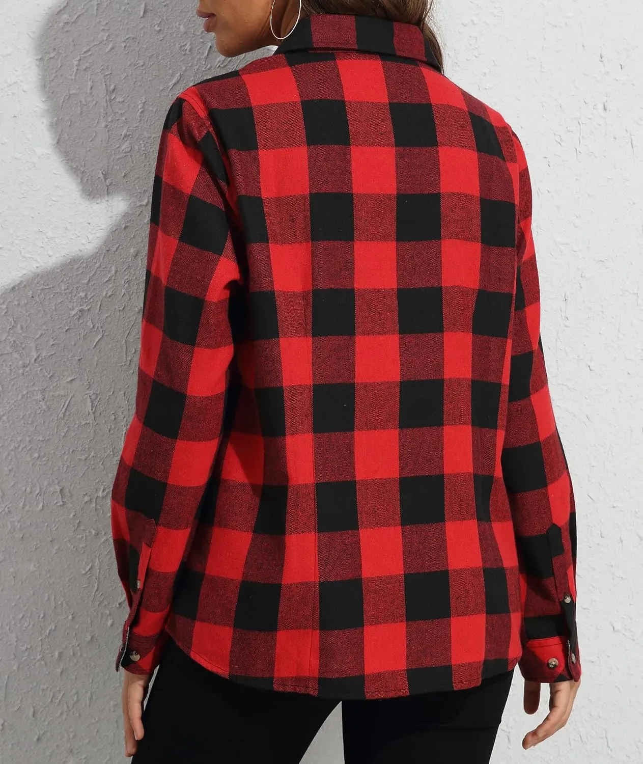MARZXIN Plaid Flannel Shirt for Women Oversized Long Sleeve Button Down Shirts Casual Loose Blouse Tops