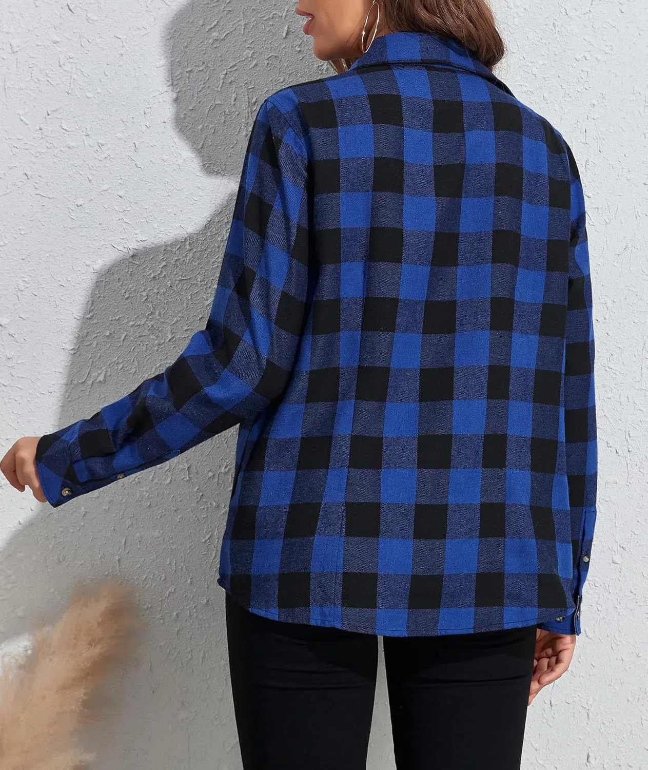 MARZXIN Plaid Flannel Shirt for Women Oversized Long Sleeve Button Down Shirts Casual Loose Blouse Tops