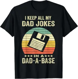 Mens Funny dad jokes in dad-a-base vintage for father's day T-Shirt