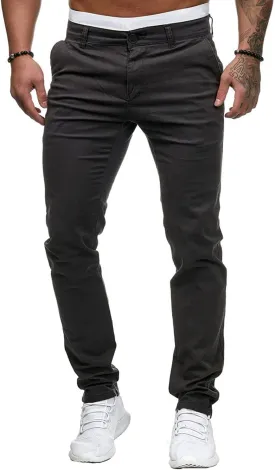 Men's Solid Color Jogger Trousers Slim Fit Chino Pants Basic Modern Stretch Fashion Comfortable Button Casual Pants